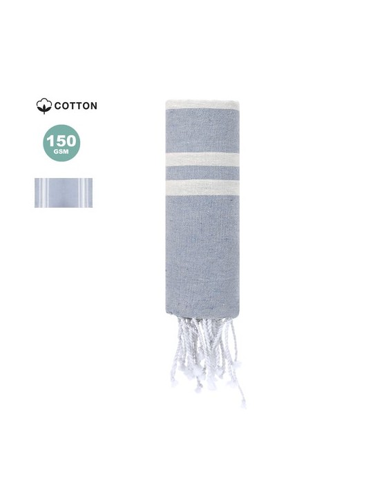Paréo Serviette Publicitaire Éco-responsable Kissler Matières : coton Couleurs : bleu clair impression haute définition