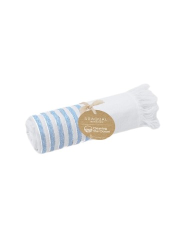 Paréo serviette publicitaire Tirling  Matières : coton recyclé Couleurs : bleu marine cadeau entreprise pas cher