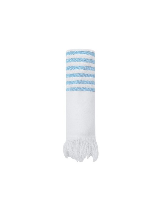 Paréo serviette publicitaire Tirling  Matières : coton recyclé Couleurs : bleu clair cadeau entreprise pas cher