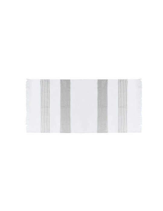Paréo serviette publicitaire Tirling  Matières : coton recyclé Couleurs : bleu clair marquage laser ultra précis
