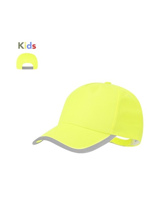 Casquette publicitaire enfant été Sommer Matières : polyester Couleurs : jaune fluo personnalisable avec votre logo