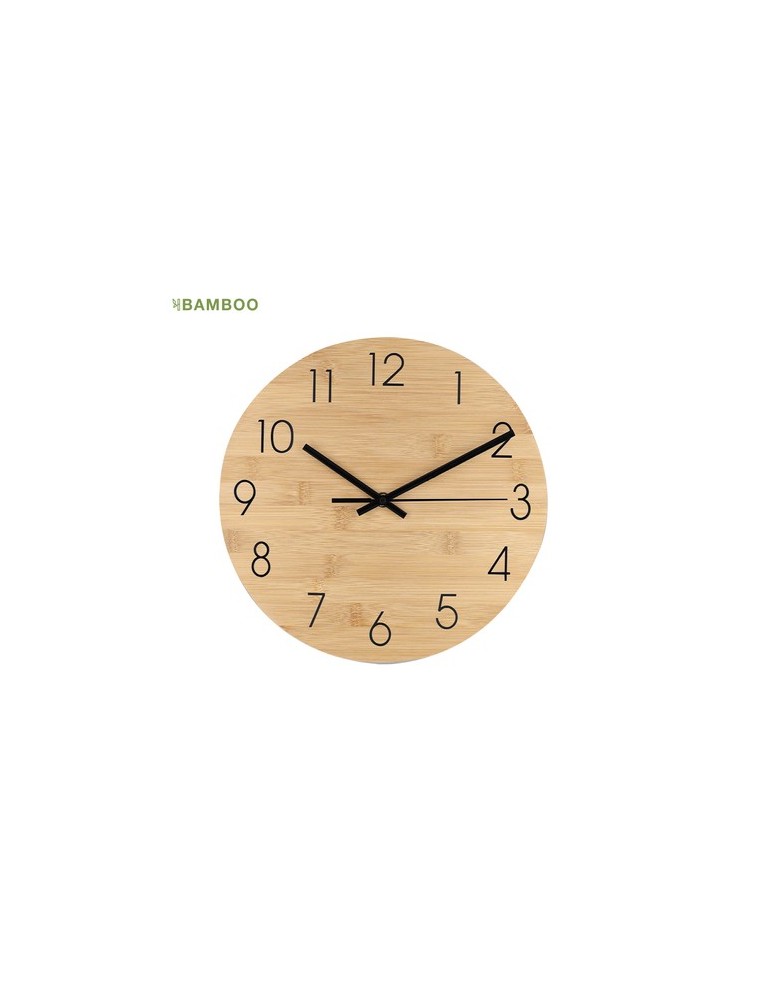 Pendule élégant Tiwel Matières : bambou Couleurs : naturel personnalisable avec votre logo