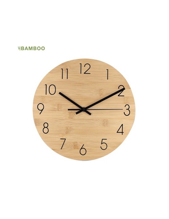 Pendule élégant Tiwel Matières : bambou Couleurs : naturel personnalisable avec votre logo