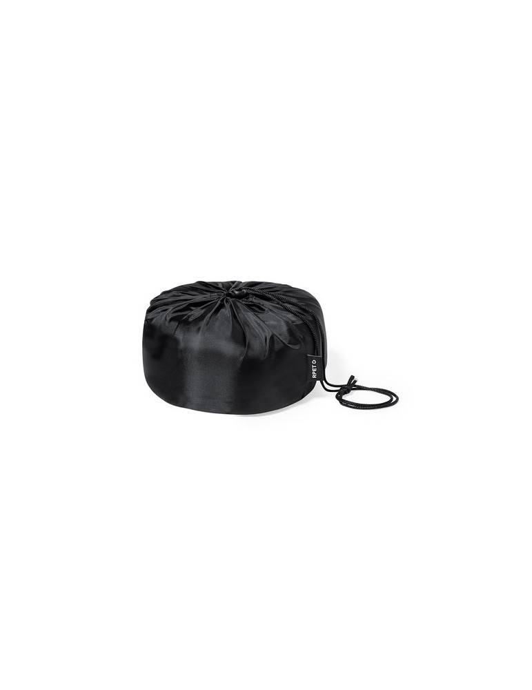 Coussin à Capuche publicitaire personnalisé Dolking Couleurs : noir Matières : polyester recyclé objet promotionnel éco-responsa