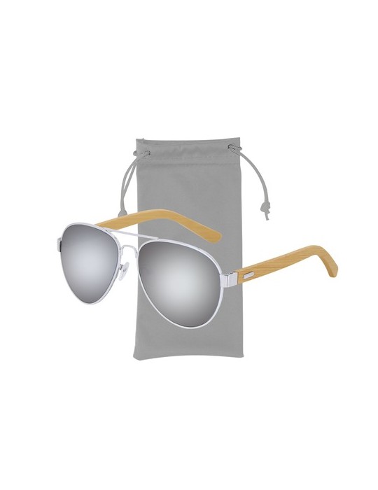 Lunettes de Soleil publicitaires s Gunok Matières : bambou Couleurs : gris accessoire événementiel unique