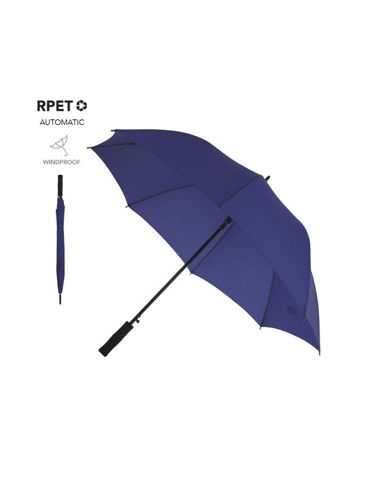 Parapluie publicitaire personnalisé Wiber Matières : PET recyclé Couleurs : bleu marine cadeau collaborateur premium