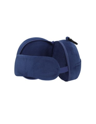 Coussin de Voyage personnalisé Masque Pansir Couleurs : bleu marine Matières : polyester recyclé objet promotionnel éco-responsa
