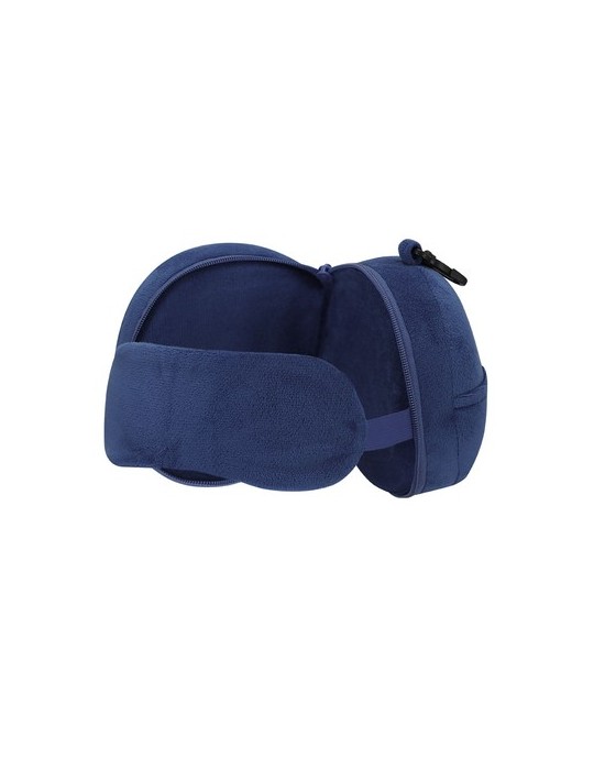 Coussin de Voyage personnalisé Masque Pansir Couleurs : bleu marine Matières : polyester recyclé objet promotionnel éco-responsa