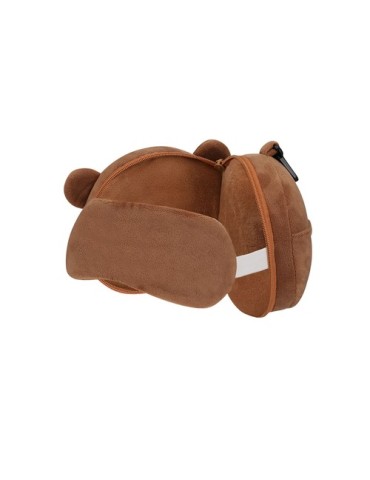 Coussin de Voyage Masque Personnalisé Stanek Couleurs : marron Matières : polyester recyclé goodies publicitaire événementiel