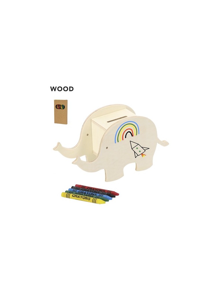Tirelire  personnalisée Yilmax Matières : bois Couleurs : marron cadeau entreprise pas cher
