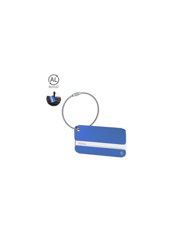 Identificateur personnalisé de valise Halux Matières : aluminium recyclé  Couleurs : bleu goodies publicitaire événementiel