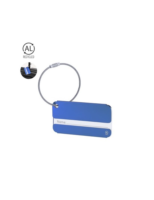Identificateur personnalisé de valise Halux Matières : aluminium recyclé  Couleurs : bleu goodies publicitaire événementiel