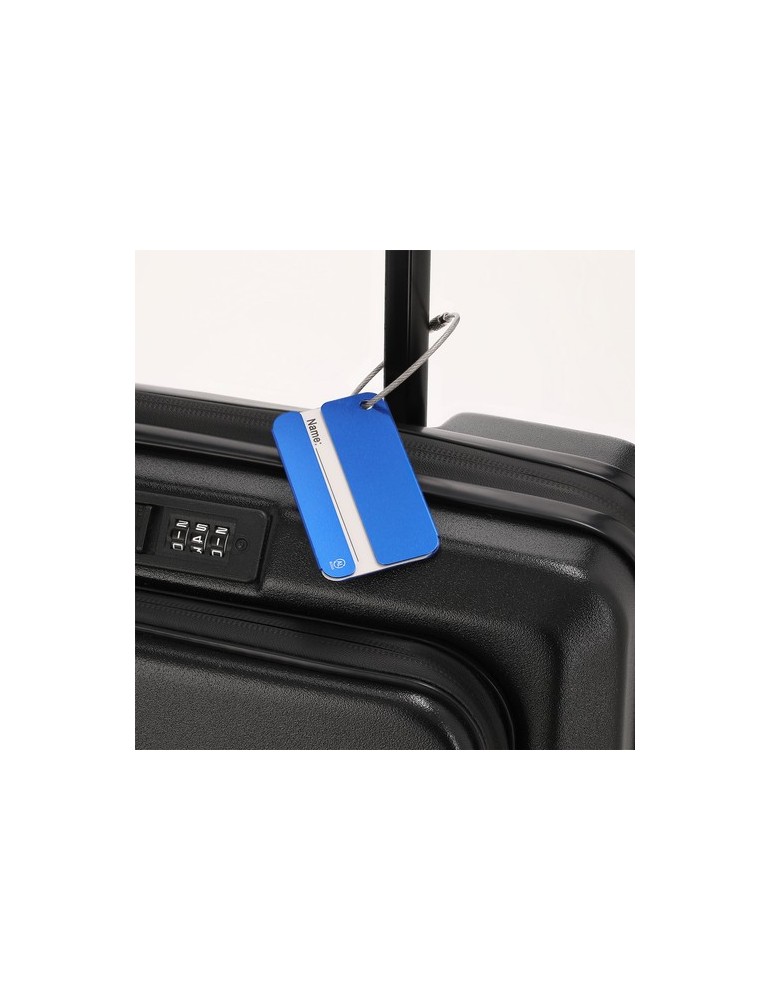 Identificateur personnalisé de valise Halux Matières : aluminium recyclé  Couleurs : bleu cadeau collaborateur premium