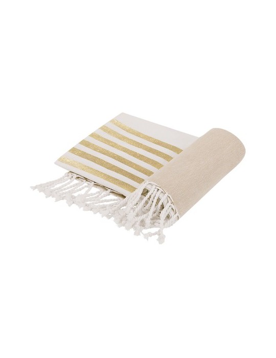 Paréo serviette publicitaire personnalisé Bak Matières : coton recyclé Couleurs : doré cadeau entreprise pas cher
