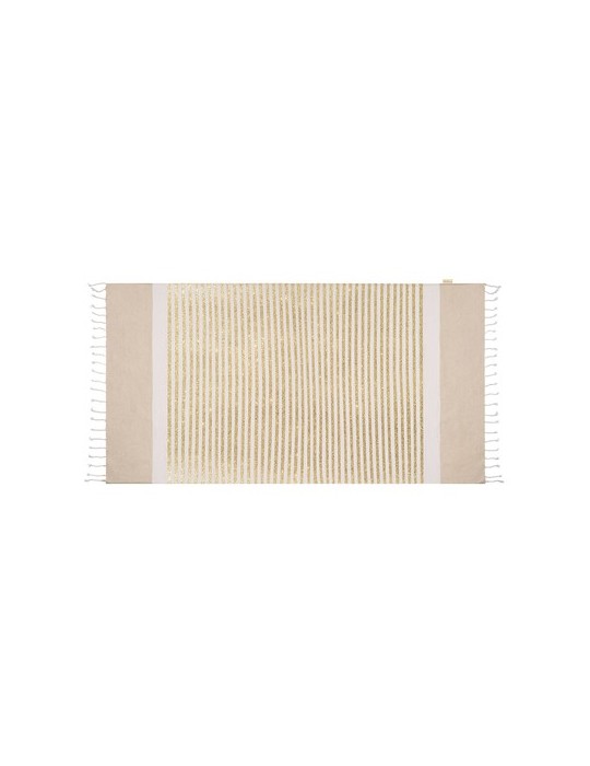 Paréo serviette publicitaire personnalisé Bak Matières : coton recyclé Couleurs : doré marquage laser ultra précis