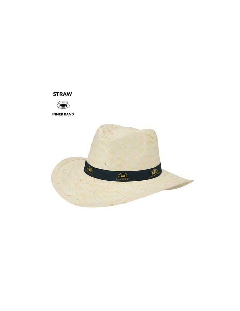 Chapeau personnalisé en paille tressée blanche pas cher Rusnak personnalisable avec votre logo