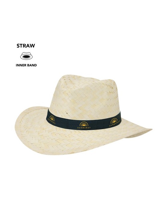 Chapeau personnalisé en paille tressée blanche pas cher Rusnak personnalisable avec votre logo