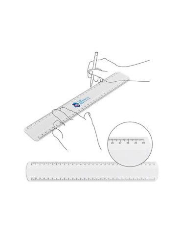 Règle transparente en plastique SAN de 30 cm - objet publicitaire