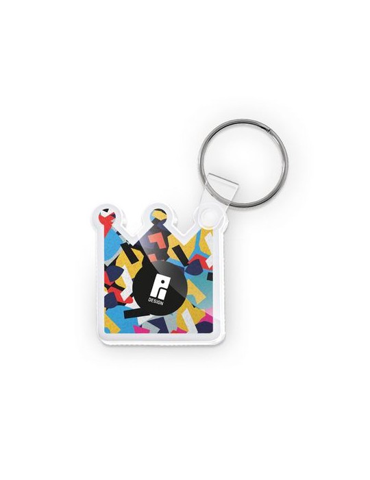 Porte clé publicitaire personnalisé en PMMA épaisseur 3mm, taille maxi 20 cm² cadeau entreprise pas cher