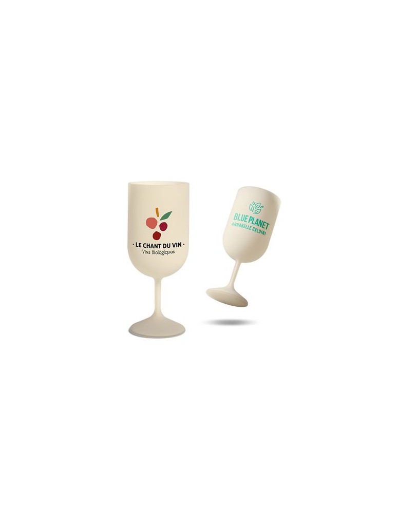 Verre à pied réutilisable  en bio-composite 18 cl Ras Bord cadeau entreprise pas cher
