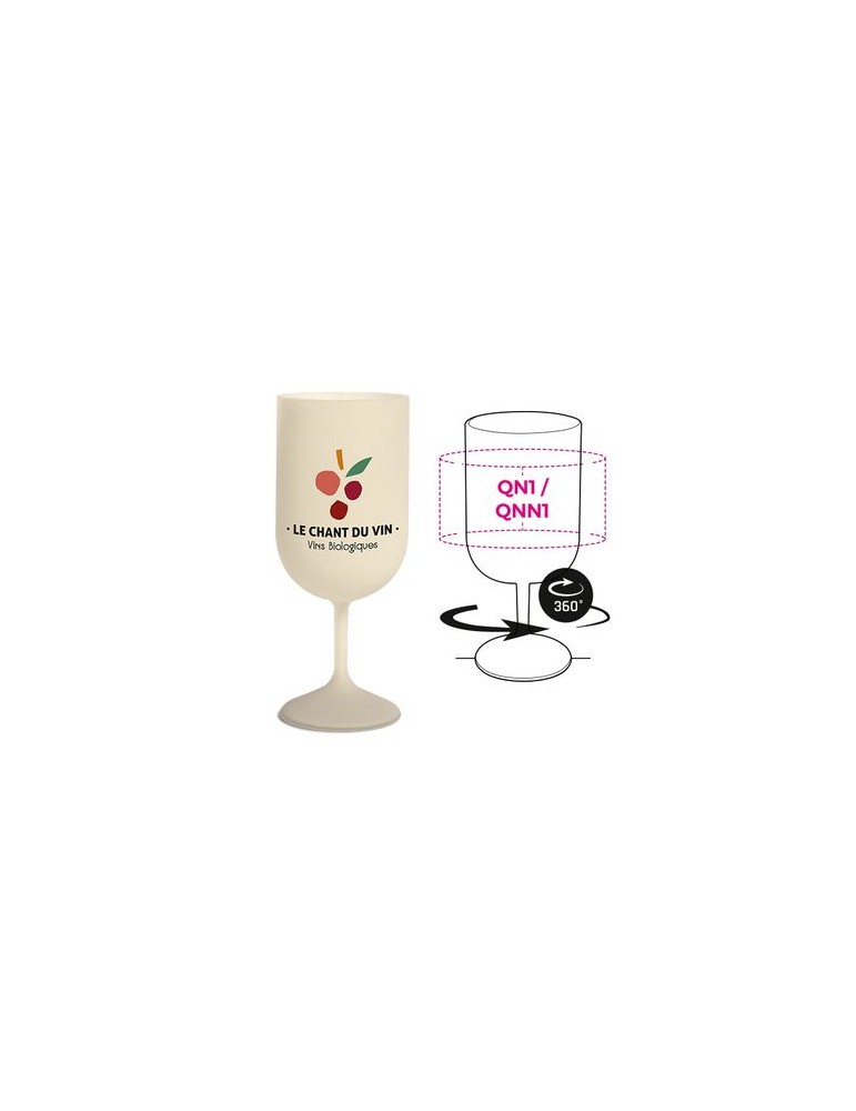 Verre à pied réutilisable en bio-composite 18 cl ras bord - objet publicitaire