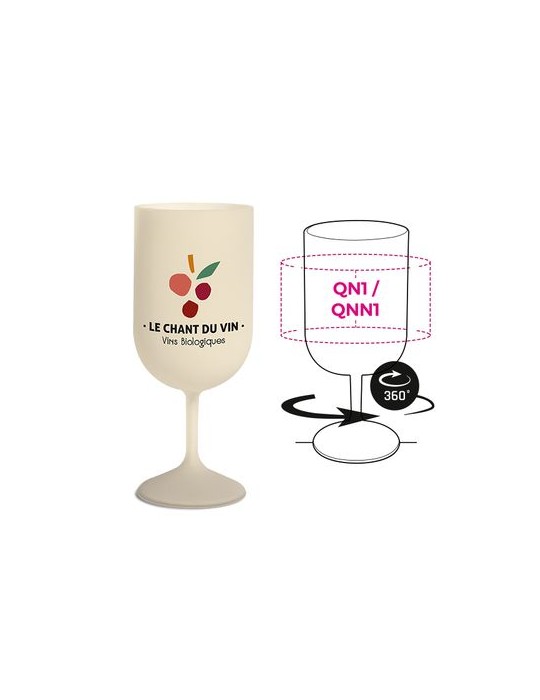Verre à pied réutilisable en bio-composite 18 cl ras bord - objet publicitaire