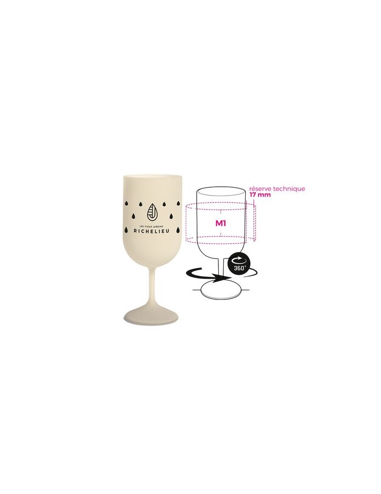 Verre à pied réutilisable  en bio-composite 18 cl Ras Bord impression haute définition