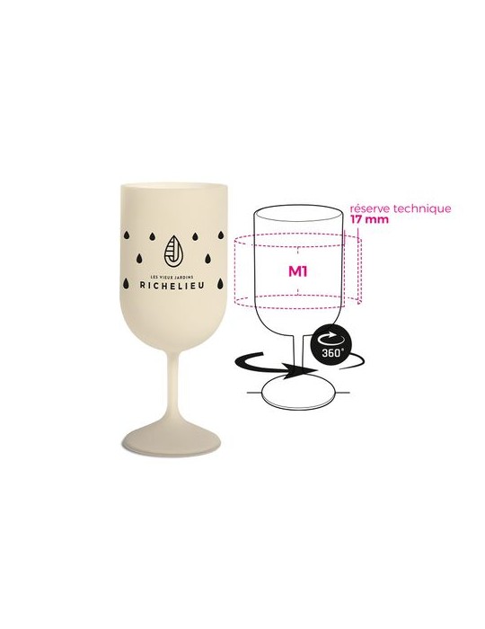 Verre à pied réutilisable  en bio-composite 18 cl Ras Bord impression haute définition