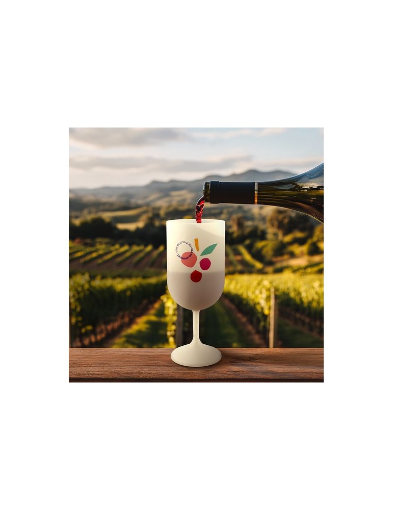 Verre à pied réutilisable en bio-composite 18 cl ras bord - objet publicitaire