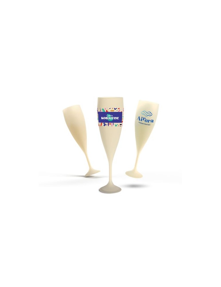 Flûte à champagne réutilisable en biocomposite 14 cl personnalisée Ras Bord