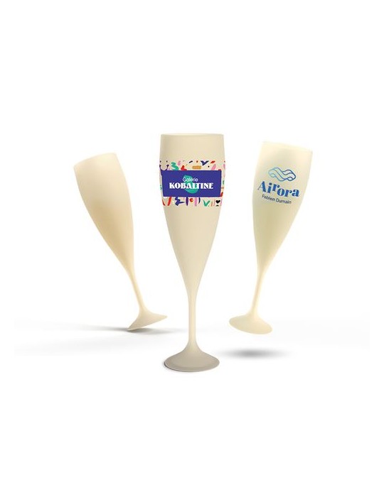 Flûte à champagne réutilisable en biocomposite 14 cl ras bord - objet publicitaire