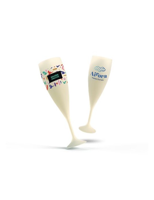 Flûte à champagne réutilisable en biocomposite 14 cl personnalisée Ras Bord cadeau entreprise pas cher