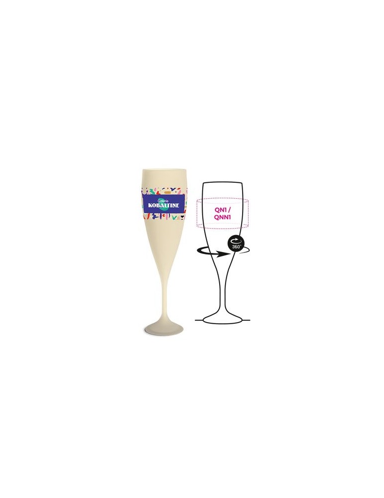Flûte à champagne réutilisable en biocomposite 14 cl personnalisée Ras Bord goodies publicitaire événementiel