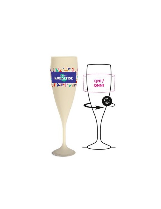 Flûte à champagne réutilisable en biocomposite 14 cl personnalisée Ras Bord goodies publicitaire événementiel