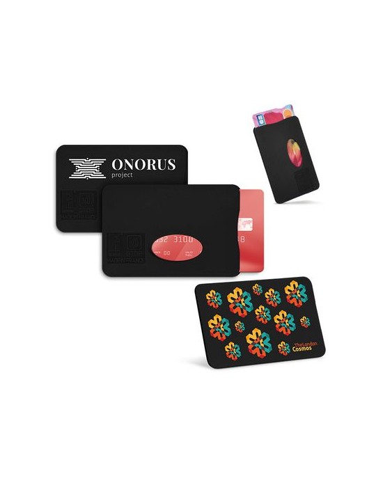 Protège carte de crédit en matière recyclée avec blindage anti RFID - objet publicitaire