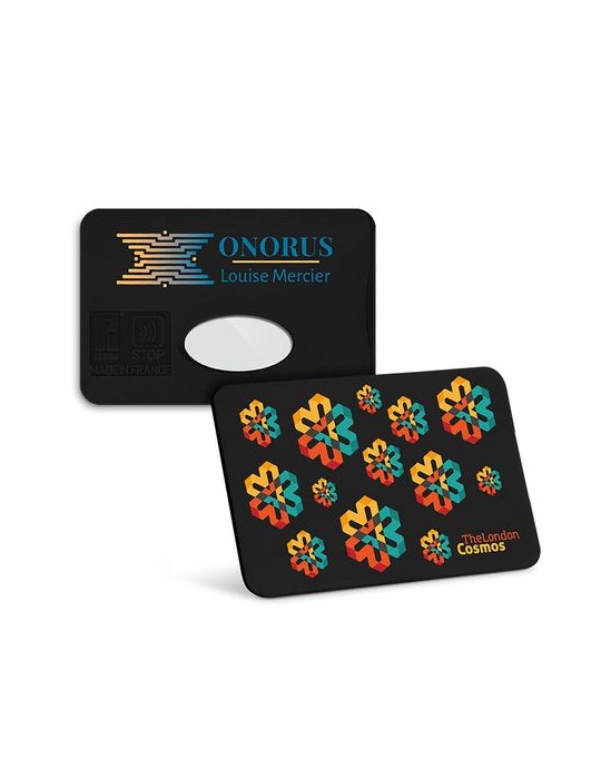 Protège carte de crédit en matière recyclée avec blindage anti RFID - objet publicitaire