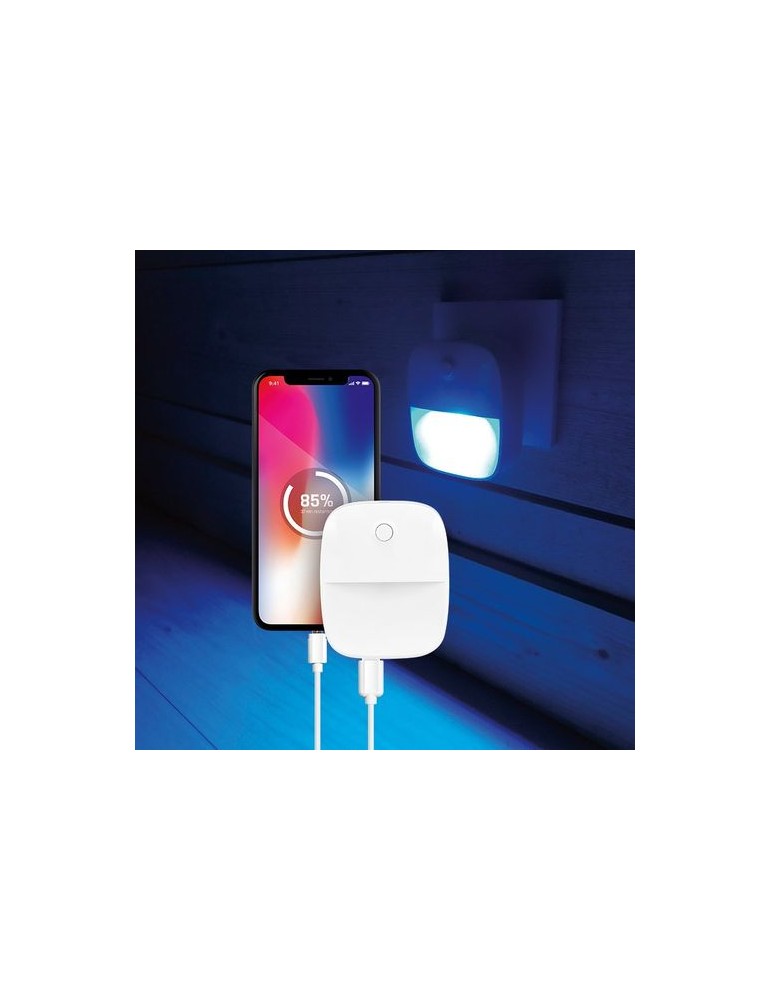 Lampe veilleuse automatique  avec chargeur 2 USB - LAMPE goodies publicitaire événementiel