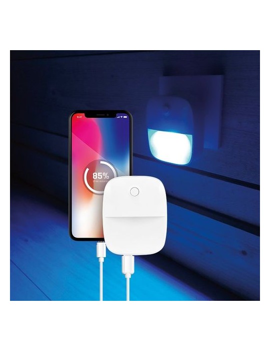 Lampe veilleuse automatique  avec chargeur 2 USB - LAMPE goodies publicitaire événementiel