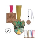 Médaille MDF personnalisée épaisseur 3 mm, dimensions entre 30 et maxi 80 cm² avec cordon satin - objet publicitaire