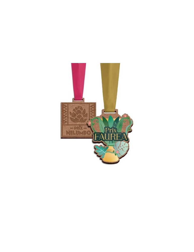 Médaille MDF personnalisée épaisseur 3 mm, dimensions entre 30 et maxi 80 cm² avec cordon satin - objet publicitaire cadeau affa