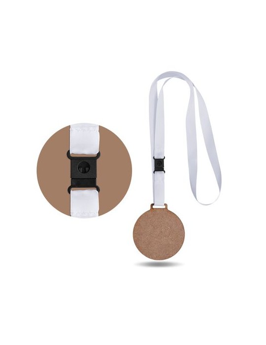 Médaille MDF personnalisée épaisseur 3 mm, dimensions entre 30 et maxi 80 cm² avec cordon satin - objet publicitaire impression 