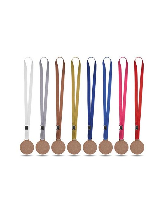 Médaille MDF personnalisée épaisseur 3 mm, dimensions entre 30 et maxi 80 cm² avec cordon satin - objet publicitaire impression 