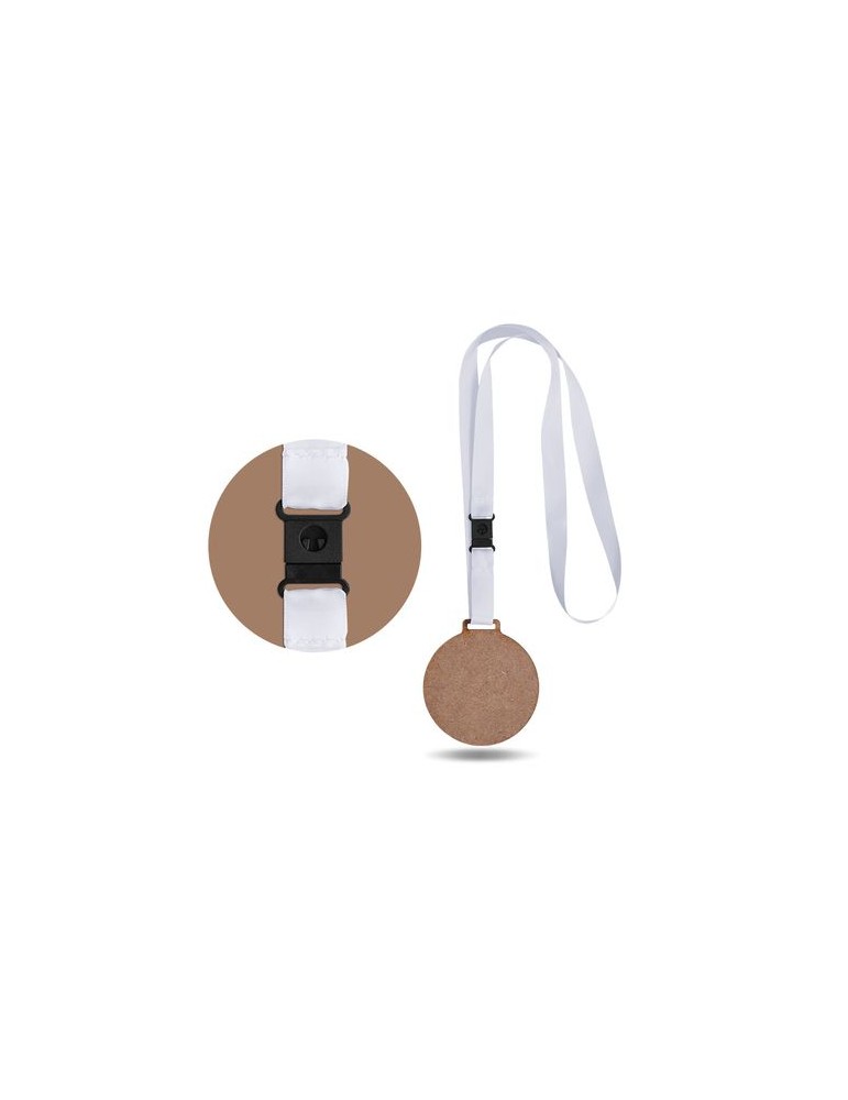 Médaille MDF personnalisée épaisseur 3 mm, dimensions entre 30 et maxi 80 cm² avec cordon satin - objet publicitaire goodies ent