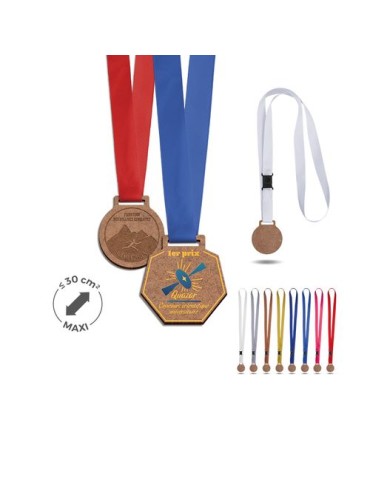 Médaille MDF ép 3 mm maxi 30 cm² avec cordon satin - objet publicitaire 2