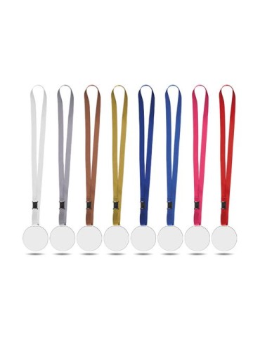 Médaille publicitaire en PMMA épaisseur 3 mm, dimensions entre 30 et 80 cm², avec cordon satin 2