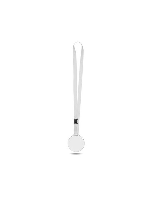 Médaille publicitaire en PMMA épaisseur 3 mm, dimensions entre 30 et 80 cm², avec cordon satin cadeau affaires élégant