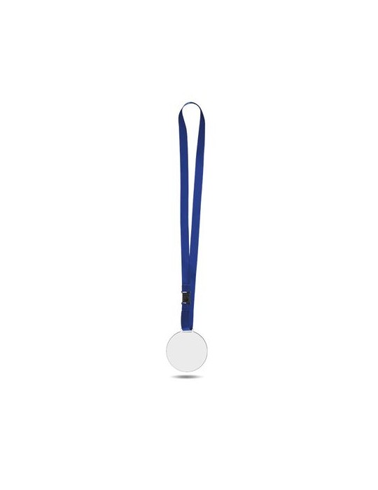 Médaille publicitaire en PMMA épaisseur 3 mm, dimensions entre 30 et 80 cm², avec cordon satin cadeau client original