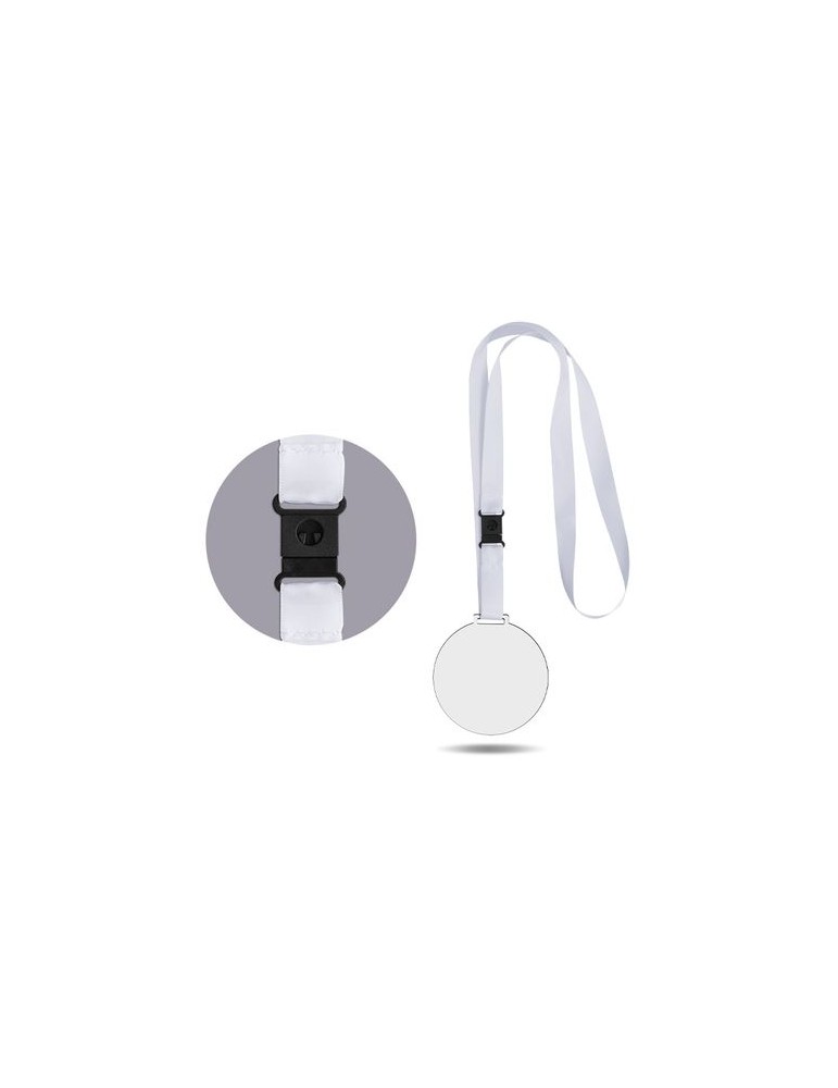 Médaille publicitaire en PMMA épaisseur 3 mm, dimensions entre 30 et 80 cm², avec cordon satin livraison express 24h 48h