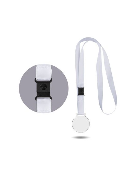 Médaille plastique (PMMA) ép 3 mm et maxi 30 cm² avec cordon satin - objet publicitaire