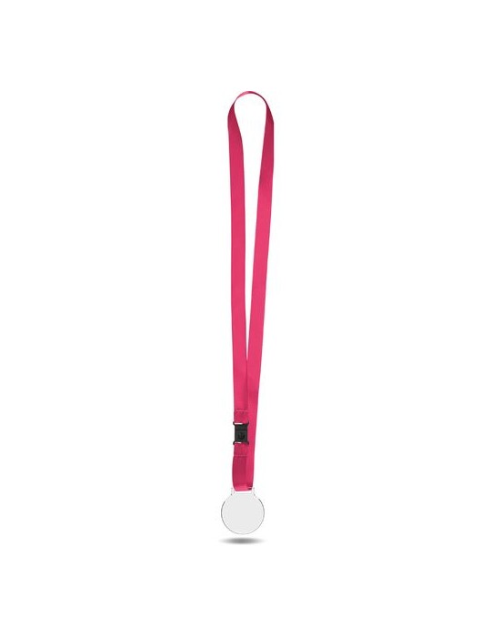 Médaille plastique (PMMA) ép 3 mm et maxi 30 cm² avec cordon satin - objet publicitaire